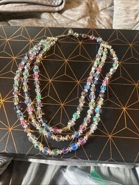 Multicolor Crystal Bead Layered Necklace - Unbranded